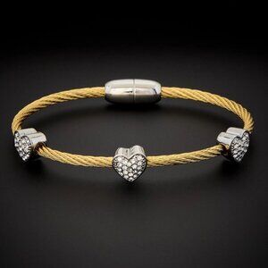 Juvell 18K Plated CZ Twisted Mesh Bangle Bracelet